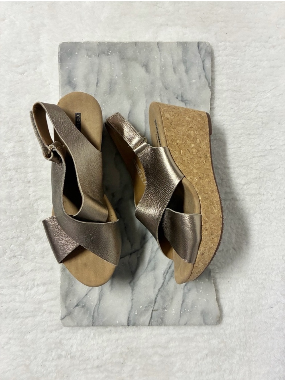 Clarks Annadel Eirwyn Wedges Size 7 Bronze Gold Leather Womens Shoes